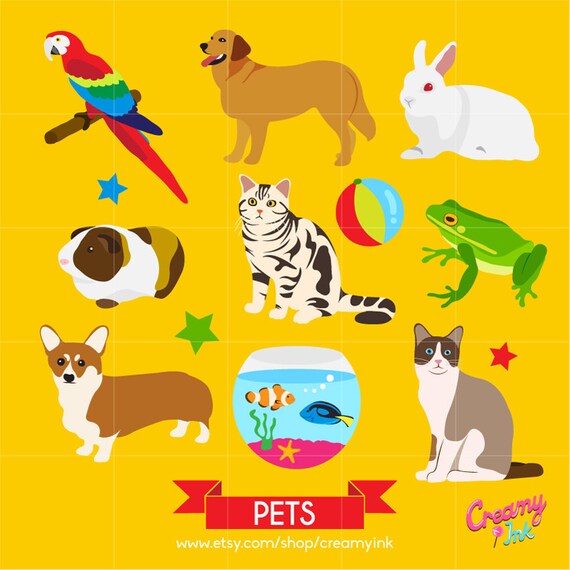 Pets Digital Vector Clip art / Animals Clipart Design | Etsy