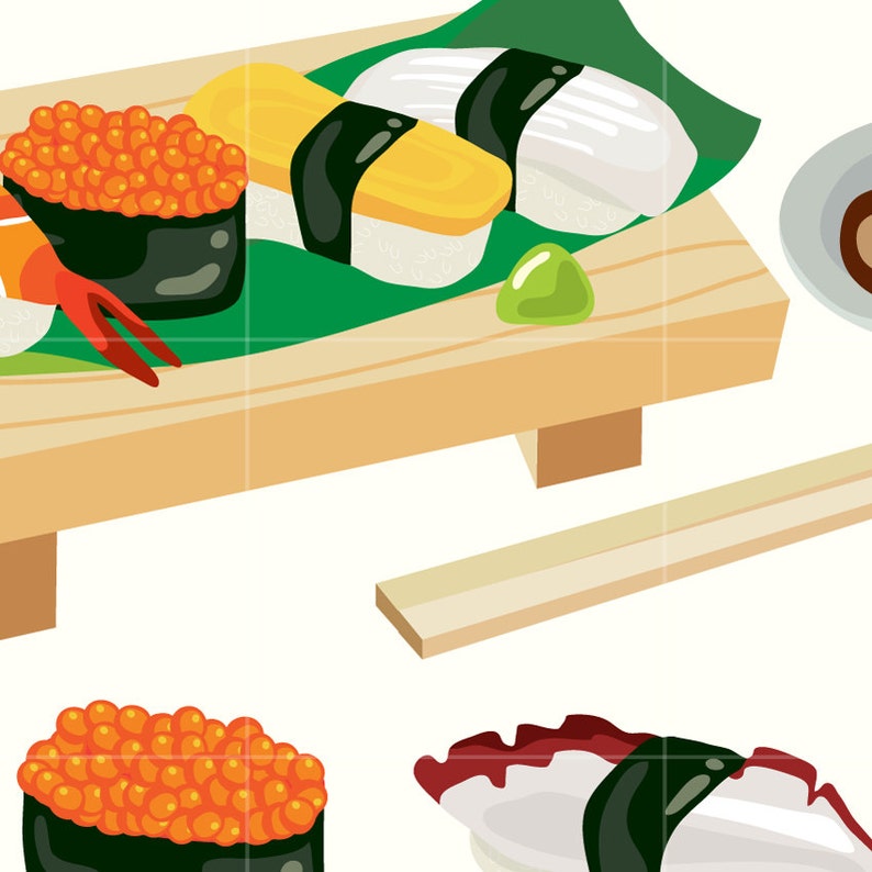 Japanese Sushi Digital Vector Clip art/ Japan Food Digital ... (794 x 794 Pixel)