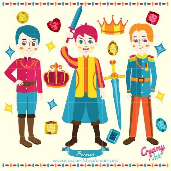 Download Prince Digital Vector Clip art / Fairytale Boys Clipart Design Illustration / Kids Birthday ...