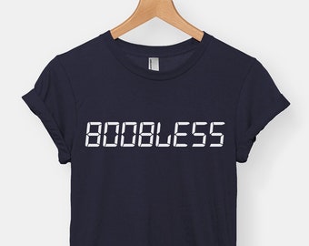 Boobless *Calculator* t-shirt tee // t-shirt funny / funny shirt / calculator font / calculator words / math t-shirts / upside down