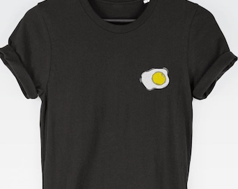 Fried Egg t-shirt tee (t-shirts / Women Tee / Breakfast Top / Pocket / Pocket Print / Breakfast / Eggs / Cute Egg / Scrambled Egg)