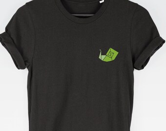 T-shirt met origami-slak (leuk Japans shirt met zakprint)