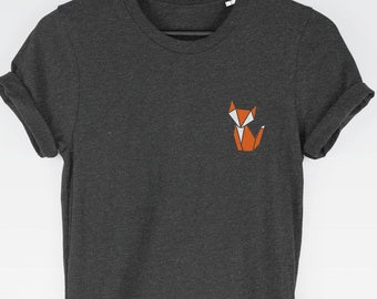 Origami Fox t-shirt tee (cute Japanese pocket print shirt)