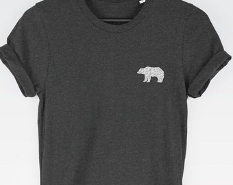Polygon Bear t-shirt tee (christmas t-shirts / Christmas Tee / Polar Bear Top / Pocket / Pocket Print / Polar Bear / Secret Santa)