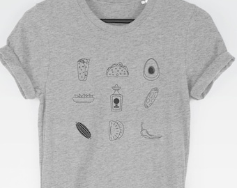 Mexican Food t-shirt tee (t-shirts / Women Tee / Taco Top / Burrito / Tortilla / Taco / Burrito / Tortilla / Cinco de Mayo)