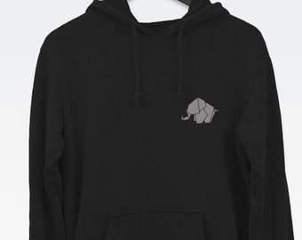 Origami Elephant hoodie (hoodies / Silver Print / Metal Silver Print / Pocket / Pocket Print / Origami / Stylish / Safari)