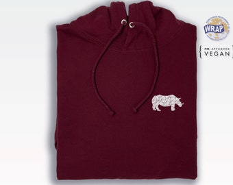 Polygon Rhino hoodie (cute low poly pocket print hooded sweatshirt)