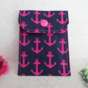 Pink Anchors Fabric Funda anticonceptiva Mini bolsa Titular de la tarjeta de visita Listo para enviar Envío estándar GRATIS a EE. UU.