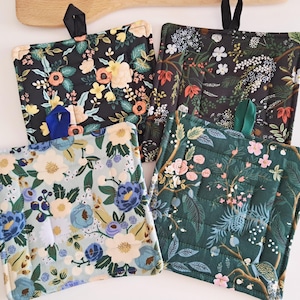 Rifle Paper Co Floral Prints: Small Quilted 6.5" Trivet, Hotpad, Potholder, Handmade