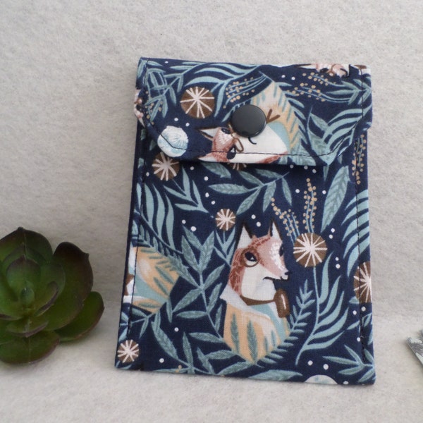 Foxes Multi-Purpose Fabric Mini Pouch Birth Control Case Business Card Holder Ready to Ship FREE Standard Shipping