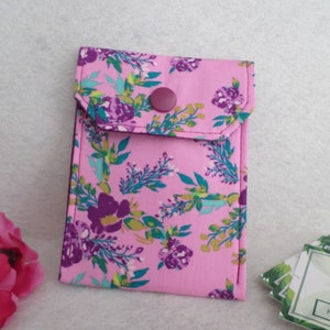 Púrpura turquesa floral tela multiusos mini bolsa de control de la natalidad titular de la tarjeta de visita listo para enviar envío estándar GRATIS de EE. UU.