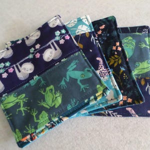 Jungle / Rain forest - Set of 4 Patchwork Fabric Coasters, Handmade