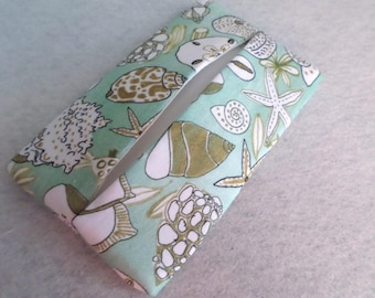 Porta fazzoletti in tessuto con conchiglie, fatto a mano