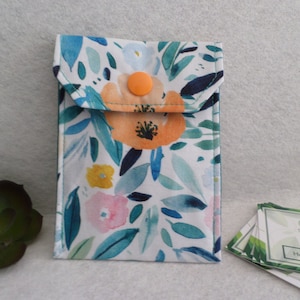 Pink Orange Floral Fabric Birth Control Case Business Card Holder Ready to Ship FREE Standard US Shipping