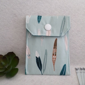 Feathers Fabric Birth Control Case Business Card Holder Ready to Ship FREE Standard Shipping