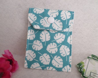 Monstera Leaves Fabric Birth Control Case Business Card Holder Ready to Ship FREE Standard US Shipping