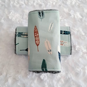 Feathers - Reversible 4" Infant Car Seat Strap Covers - Handmade