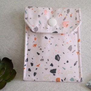 Mini bolsa de tela de terrazo rosa Estuche anticonceptivo Titular de la tarjeta de visita Listo para enviar Envío estándar GRATUITO