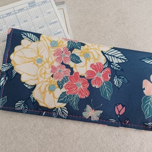 Pink Blue Floral Fabric Checkbook Cover Handmade Ready to Ship FREE Standard US Shipping
