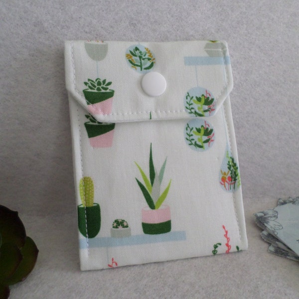 Succulents Multi-Purpose Fabric Mini Pouch Birth Control Case Business Card Holder Ready to Ship FREE Standard Shipping