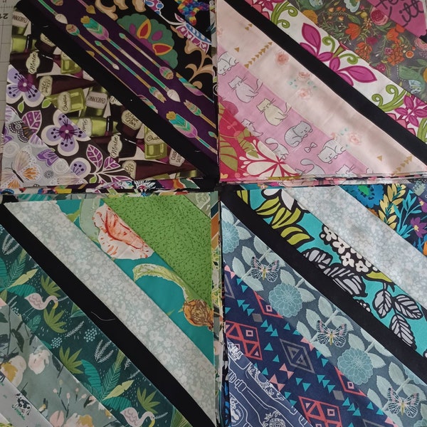 25 Quilt Strip Blocks 9.5" Handmade Ready to Ship FREE US Shipping