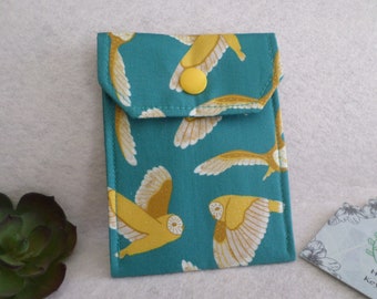 Owls Fabric Birth Control Case Business Card Holder Ready to Ship FREE Standard Shipping