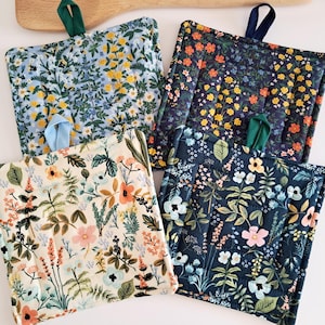 Rifle Paper Co Garden Floral Prints - Small Quilted 6.5" Trivet, Hotpad, Potholder