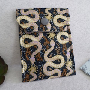 Estuche para tarjetas de presentación con diseño de serpientes, de tela, para control de natalidad, listo para enviar, envío estándar GRATIS a EE. UU.