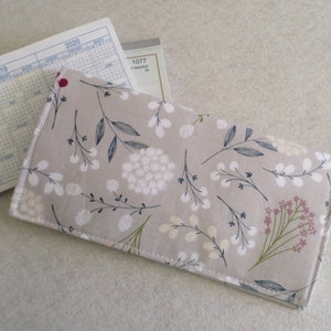 Floral on Grey Fabric Checkbook Cover Handmade Ready to Ship FREE Standard US Shipping