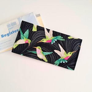 Hummingbirds - Fabric Checkbook Cover - Handmade