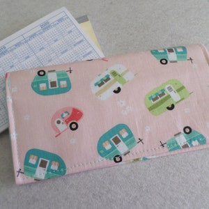 Campers Fabric Checkbook Cover Handmade Ready to Ship FREE Standard US Shipping