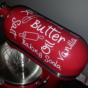 KITCHENAID STANd MIXER DECAL Ingredients