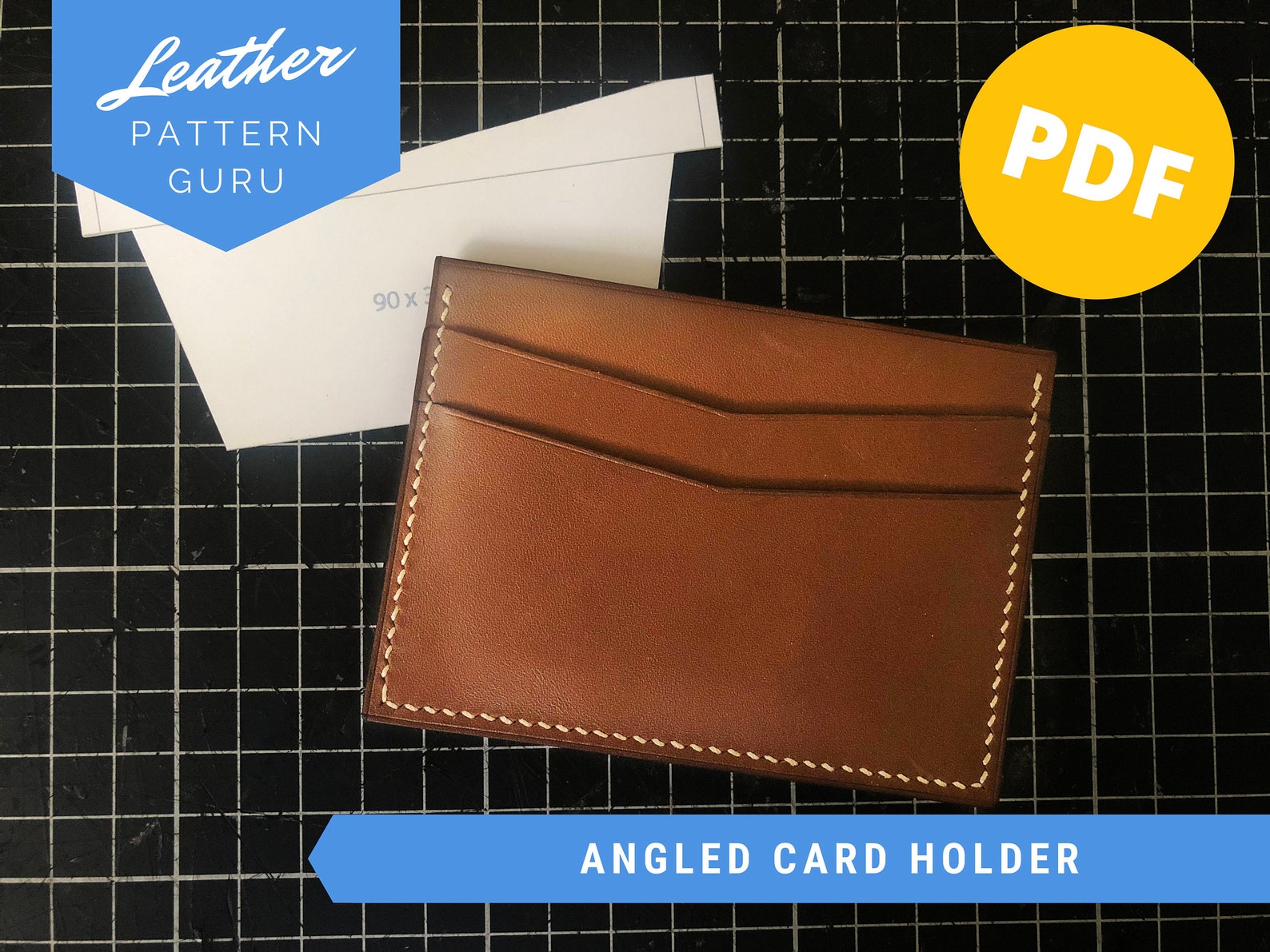 Leather Card Holder Template / Pattern PDF 5 Card Slots Etsy Leather Card Holder Template / Pattern PDF 5 Card Slots Etsy