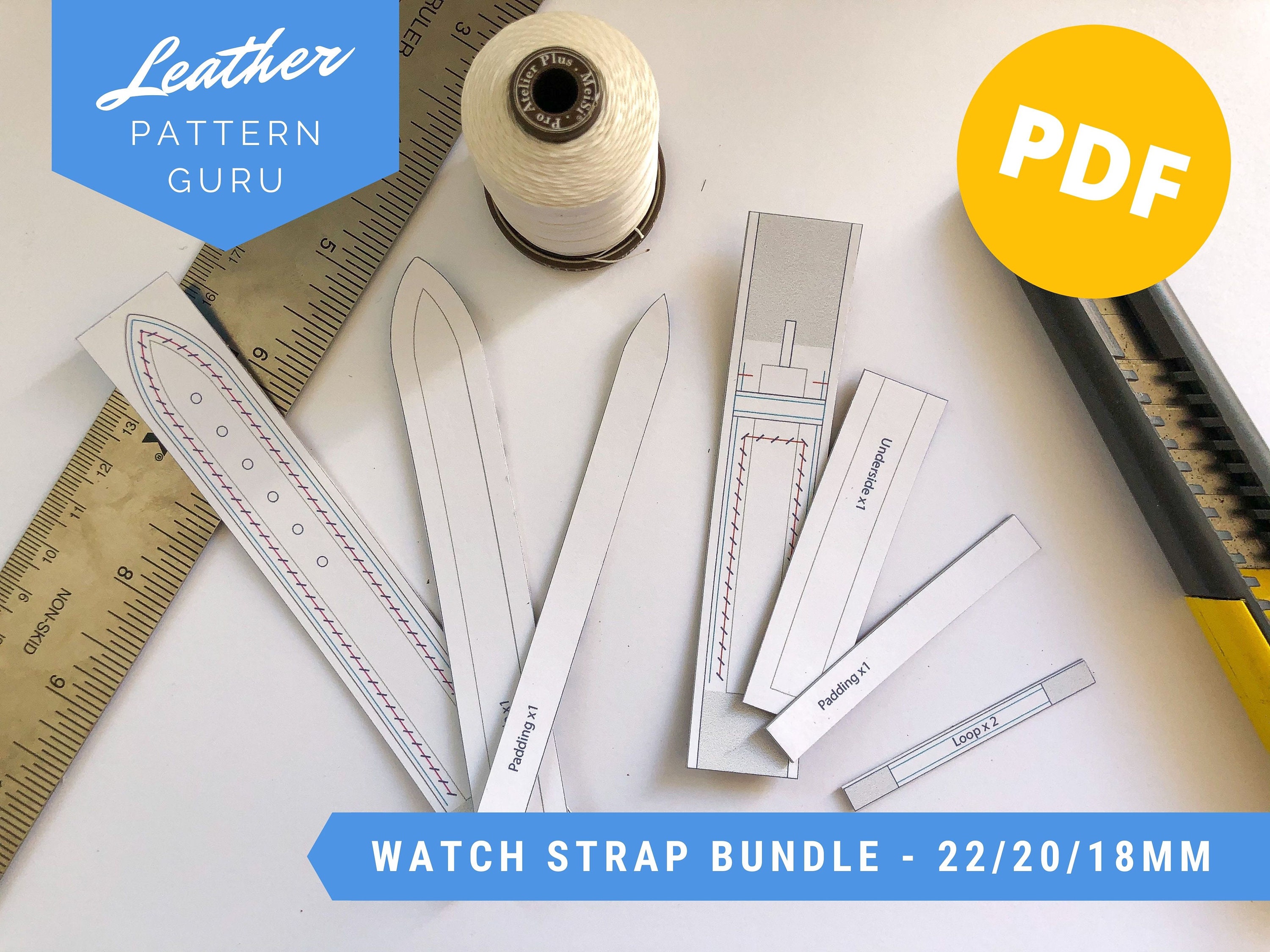 Leather watch strap template unique DIY watch strap pattern Etsy