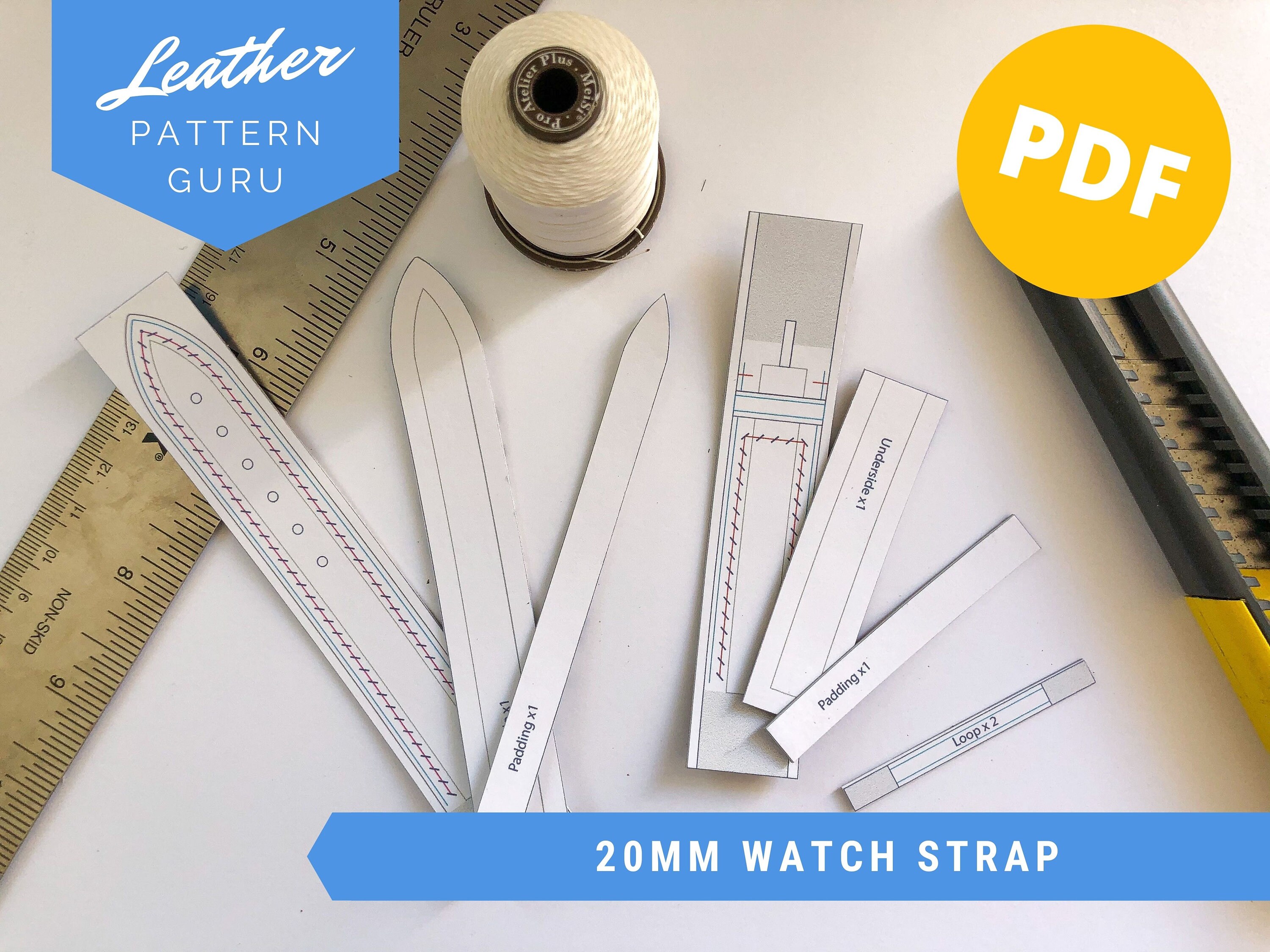 Watch Band Template / Pattern / Printable PDF Leather Craft Etsy UK