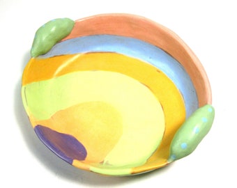 Matte Rainbow Ceramic Tchotchke dish/Cute and clay