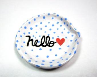 Hello <3 ceramic dish by Cute and Clay