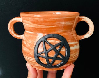Marbled Pentacle Cauldron by Cute And Clay