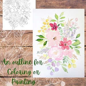 Roses and Lilacs Floral Outline