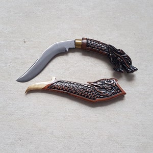 Ethnic Karambit Traditional Knife Minangkabau Sumatera Handmade Dragon Carved