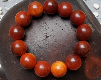 18 MM Natural Blood Dragon Wood Bracelet Raja Kayu 13 Beads Red Agathis King of Wood