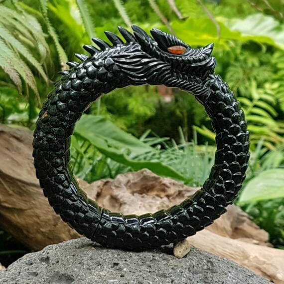 Dragon Carving Akar Bahar Black Coral Handmade Bangle Bracelet - Etsy