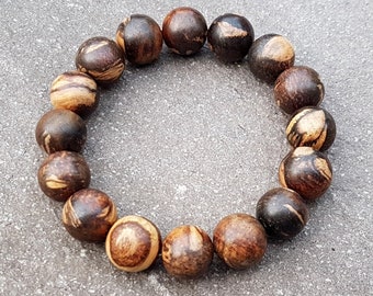 14 MM Agarwood Bracelet Indonesian Gaharu Buaya 16 Beads Aloeswood #GA3