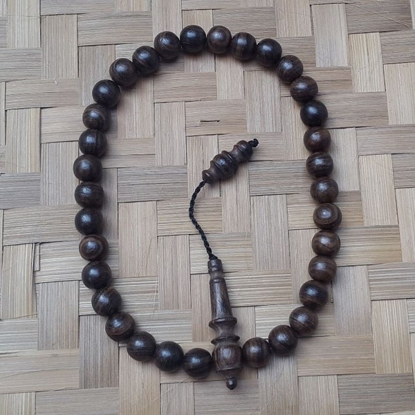 12 MM Islamic Prayer 33 Beads Kou Wood Misbaha Tasbih Sibha Masbaha Cordia Subcordata