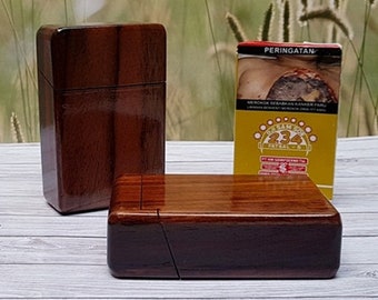 Pair Indonesian Kretek Wooden Cigarette Box / Wooden Cigarette Case