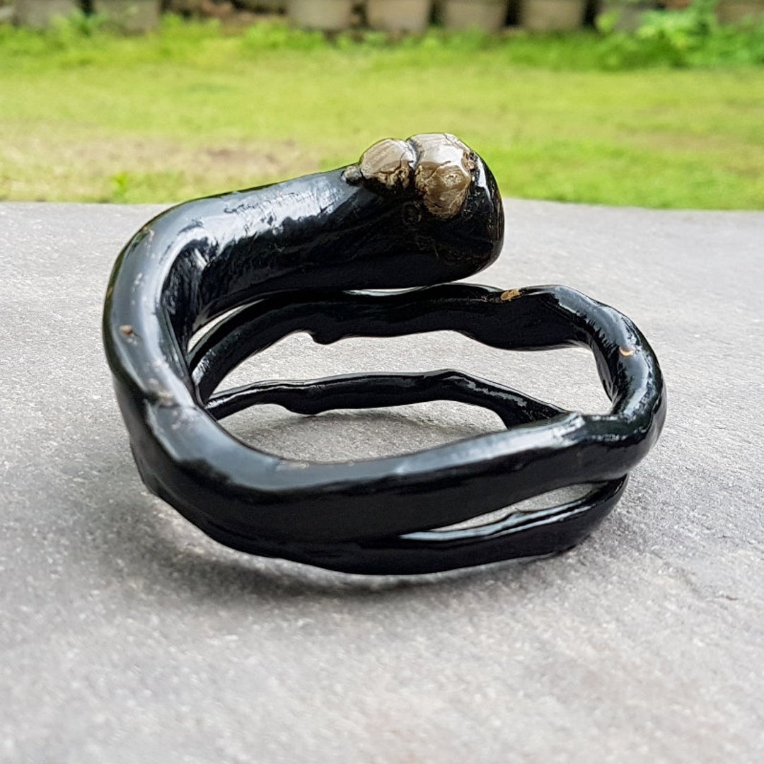 Black Coral Bangle Bracelet Sea Jewelry Indonesian Akar Bahar #46