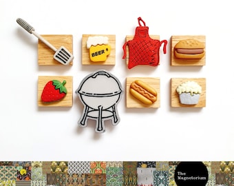 Fridge Magnets | BBQ Magnets | Picnic | Beer Magnets | Kitchen Magnets | Baking Magnet | Magnet Set | Culinary Magnets | Strong Magnet