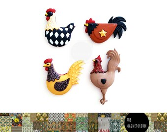 CHICKEN MAGNETS Chicken Lover Chicken Decor Blue Tail MAGNET Frig Magnets Farm Kitchen Decor Farmhouse Decor Large Rooster Magnet