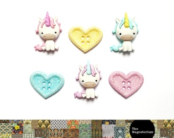 Unicorn Fridge Magnets | Heart Fridge Magnets | Glittery Fridge Magnets  | Novelty Magnets | Strong Magnets