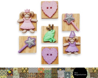 Fridge Magnets Fairytales Frog Magnets Princess Magnets Heart Magnets Magic Wand Fairy Magnets Magic Fantasy Magnet Set